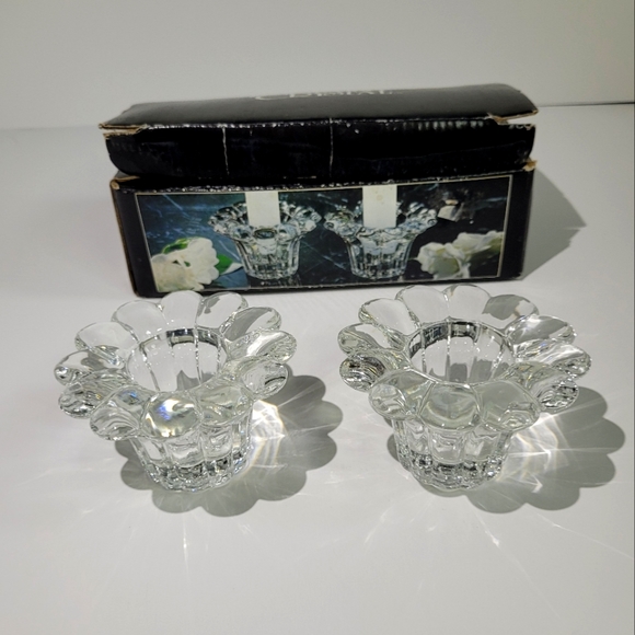 Forever Crystal Flower Candleholders Set of 2 NIB Vintage - Picture 8 of 8